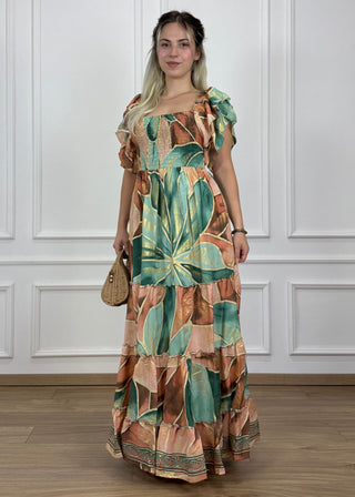 Gumírozott mellrészű maxi ruha