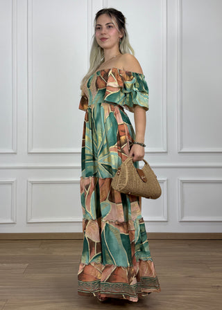 Gumírozott mellrészű maxi ruha