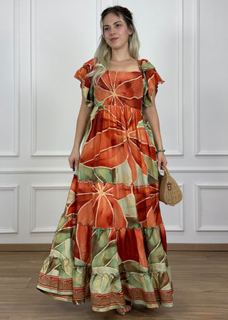 Gumírozott mellrészű maxi ruha