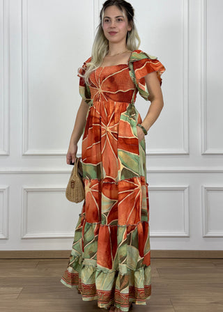 Gumírozott mellrészű maxi ruha