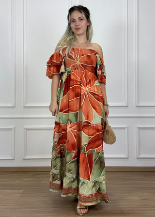 Gumírozott mellrészű maxi ruha