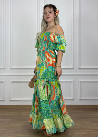 Gumírozott mellrészű maxi ruha