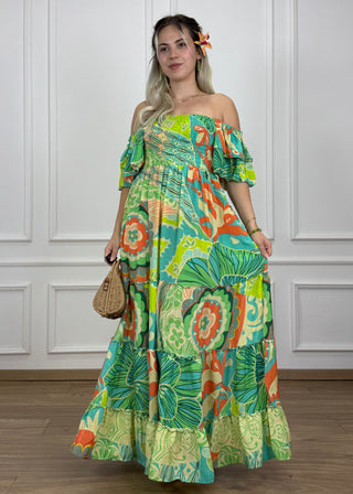 Gumírozott mellrészű maxi ruha