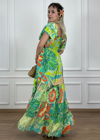 Gumírozott mellrészű maxi ruha