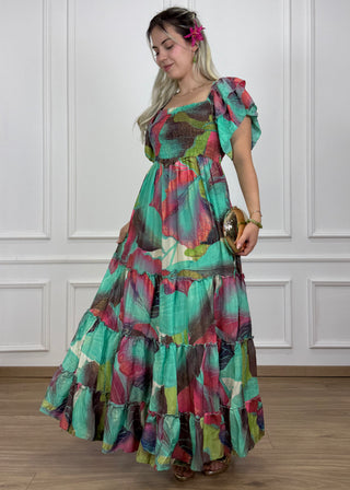 Gumírozott mellrészű maxi ruha