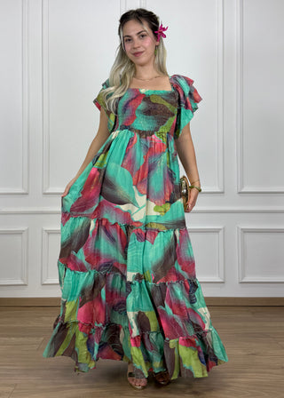 Gumírozott mellrészű maxi ruha