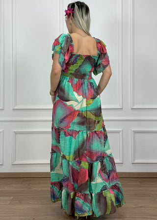 Gumírozott mellrészű maxi ruha