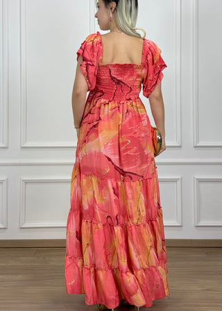 Gumírozott mellrészű maxi ruha