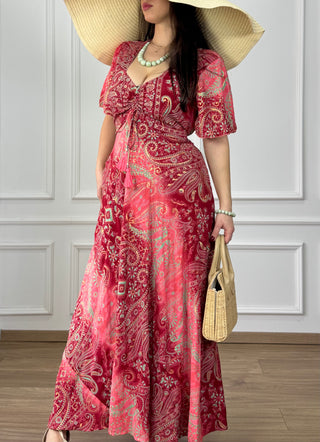 Rochie maxi cu decolteu în formă de inimă