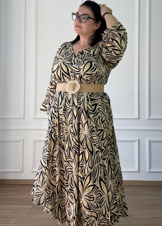 A-vonalú, hosszú ujjú ruha