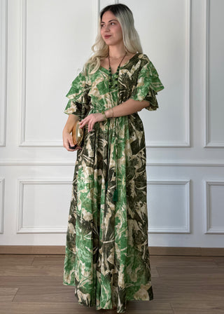 Réteges ujjú maxi ruha