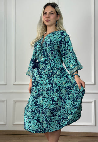 Háromnegyedes ujjú tunika ruha