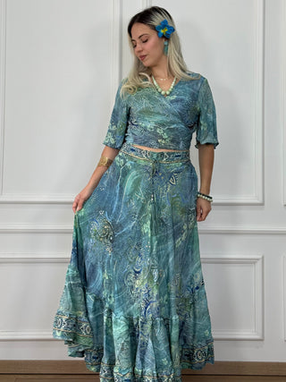 Fustă maxi cu volane