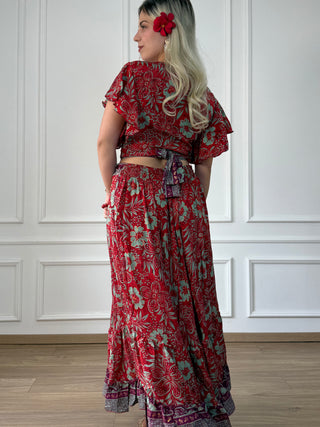 Fustă maxi cu volane