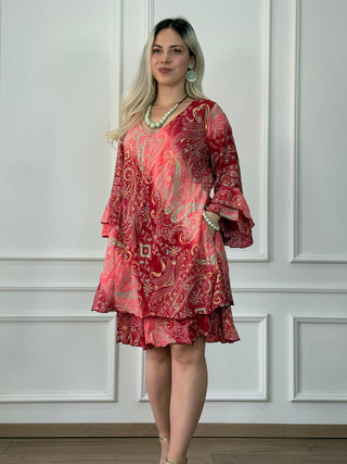 Tunică rochie cu mâneci evazate în formă de A